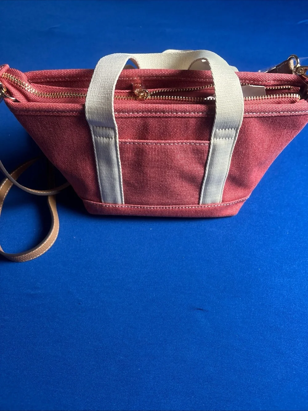 Nanette Lepore Rosina Satchel-Nantucket Red-Soft Beige Purse Cross Body New